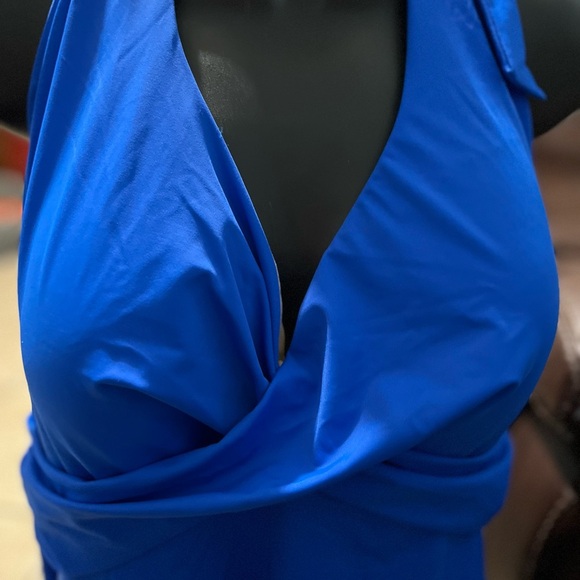 Swimsuits For All Women’s Slimming One Piece Halter Neck Royal Blue - Picture 3 of 5